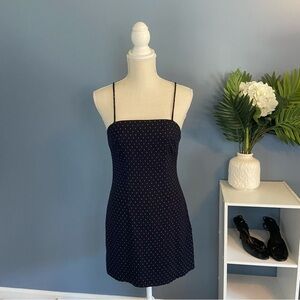 TheEastOrder Navy Mini Dress with Orange Polka Dots